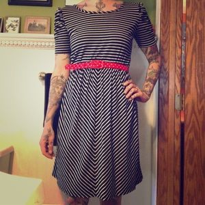 black and white striped stretchy dress